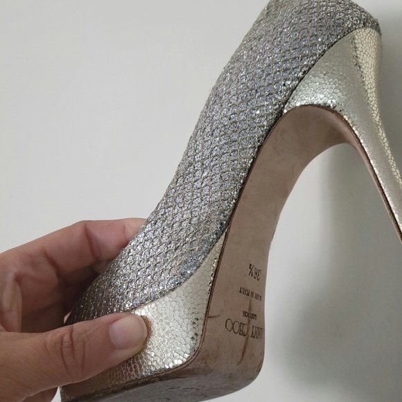 JIMMY CHOO Champagne Glitter "Luna" Heels...RARE! - Picture 11 of 11
